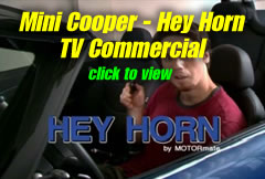 Watch the Mini Cooper TV commercial for the Hey Horn.